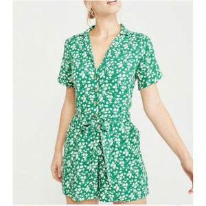 Abercrombie & Fitch Romper Green Floral Tie NWT M